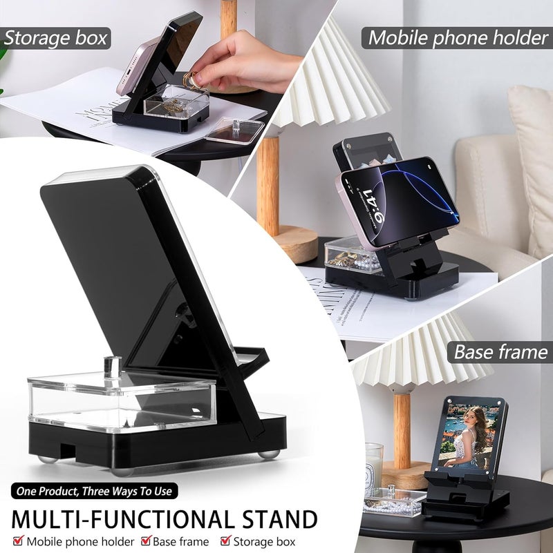 GDUSMCN Acrylic Phone Holder Firm，Phone Stand for Desk，Star Decorations and Not Easily Damaged，Office Accessories，Novel Design,Pink Black and Clear. (Black) - Image 4